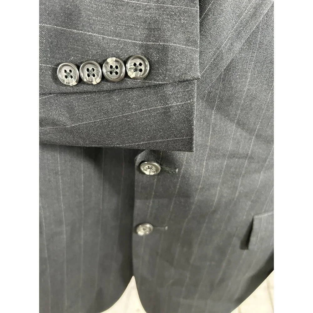 VTG Corporate Image Black Striped Two Button Blazer Jacket Men’s 42R
